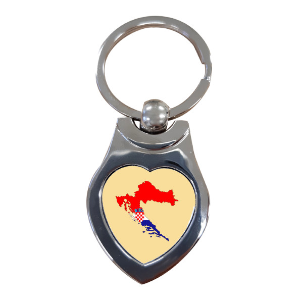 Přívěsek na klíče srdce s potiskem Přívešek na klíče s mapou Chorvatska