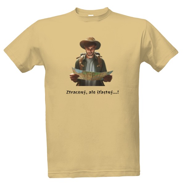 Tričko s potiskem Ztracený, ale šťastný turista